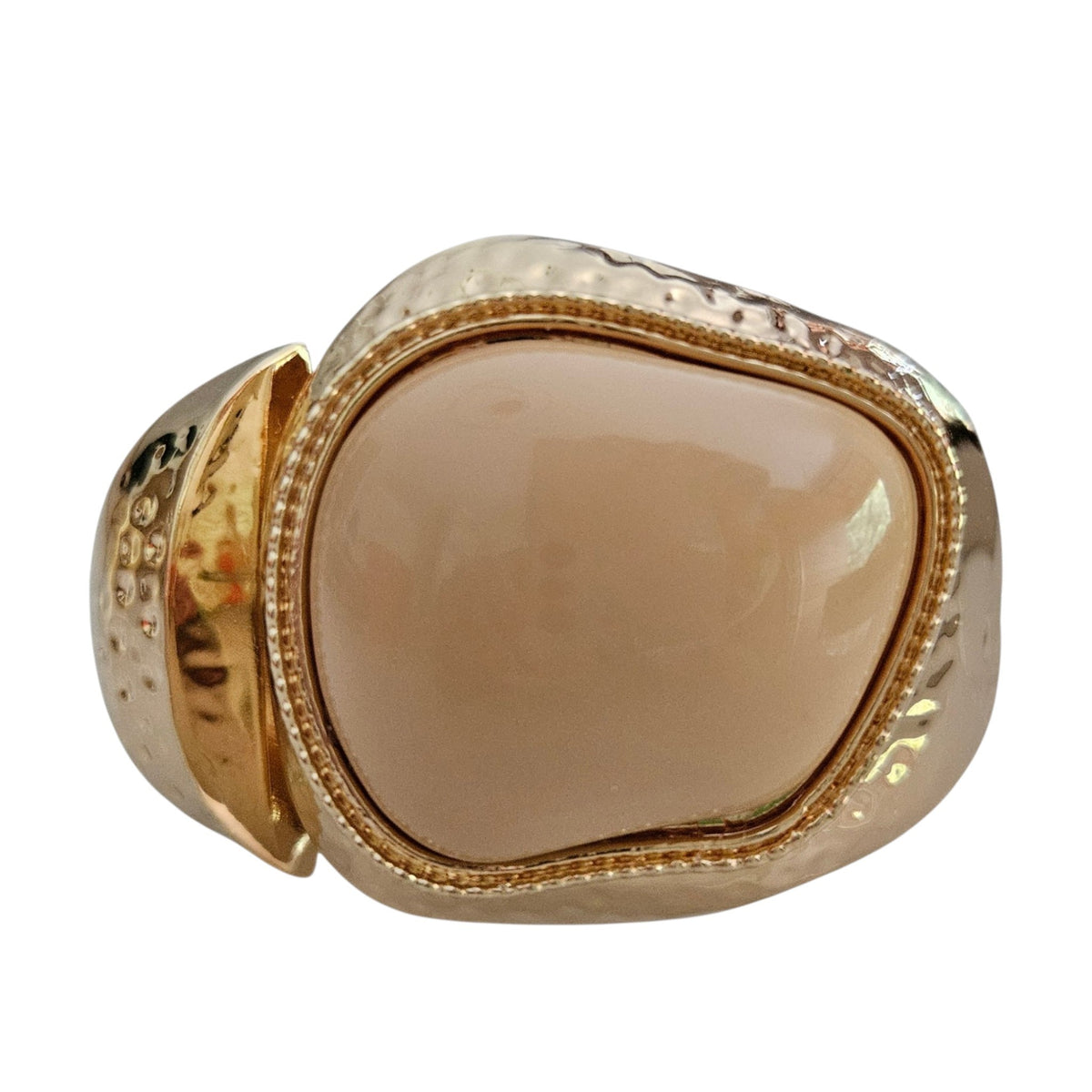 Bracelete Metal Pedra Resina Bege