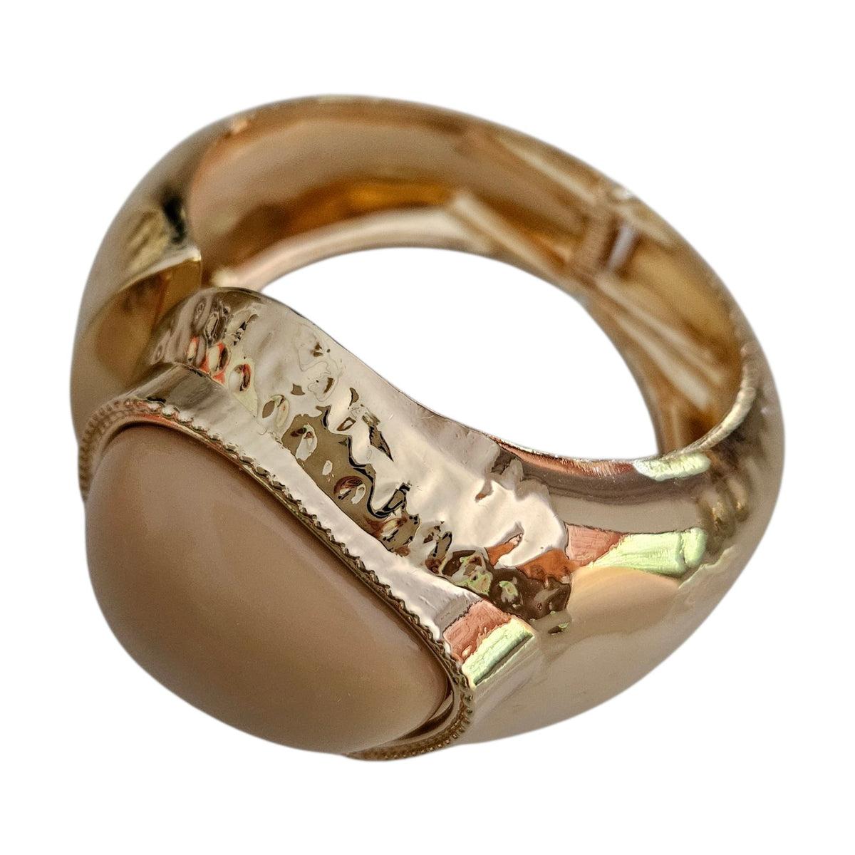 Bracelete Metal Pedra Resina Bege