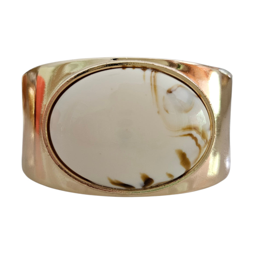 Bracelete Metal Pedra Oval Resina Off