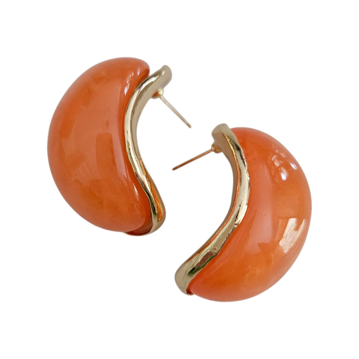 Brinco Meia Agola Resina Laranja