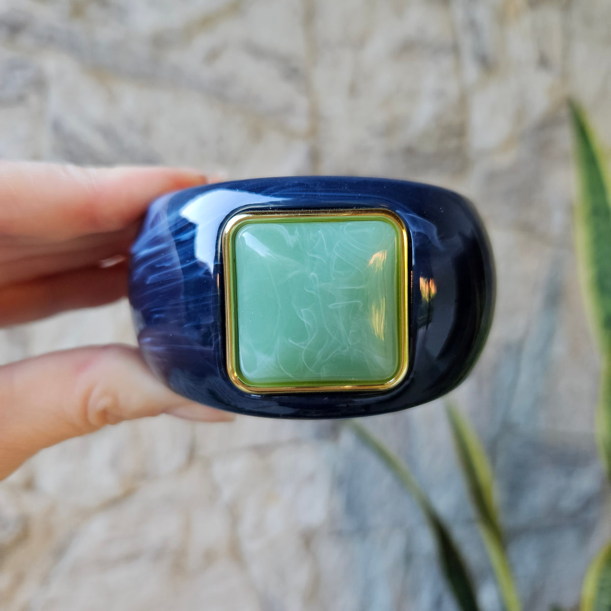 Bracelete Resina Cores - Azul com Verde