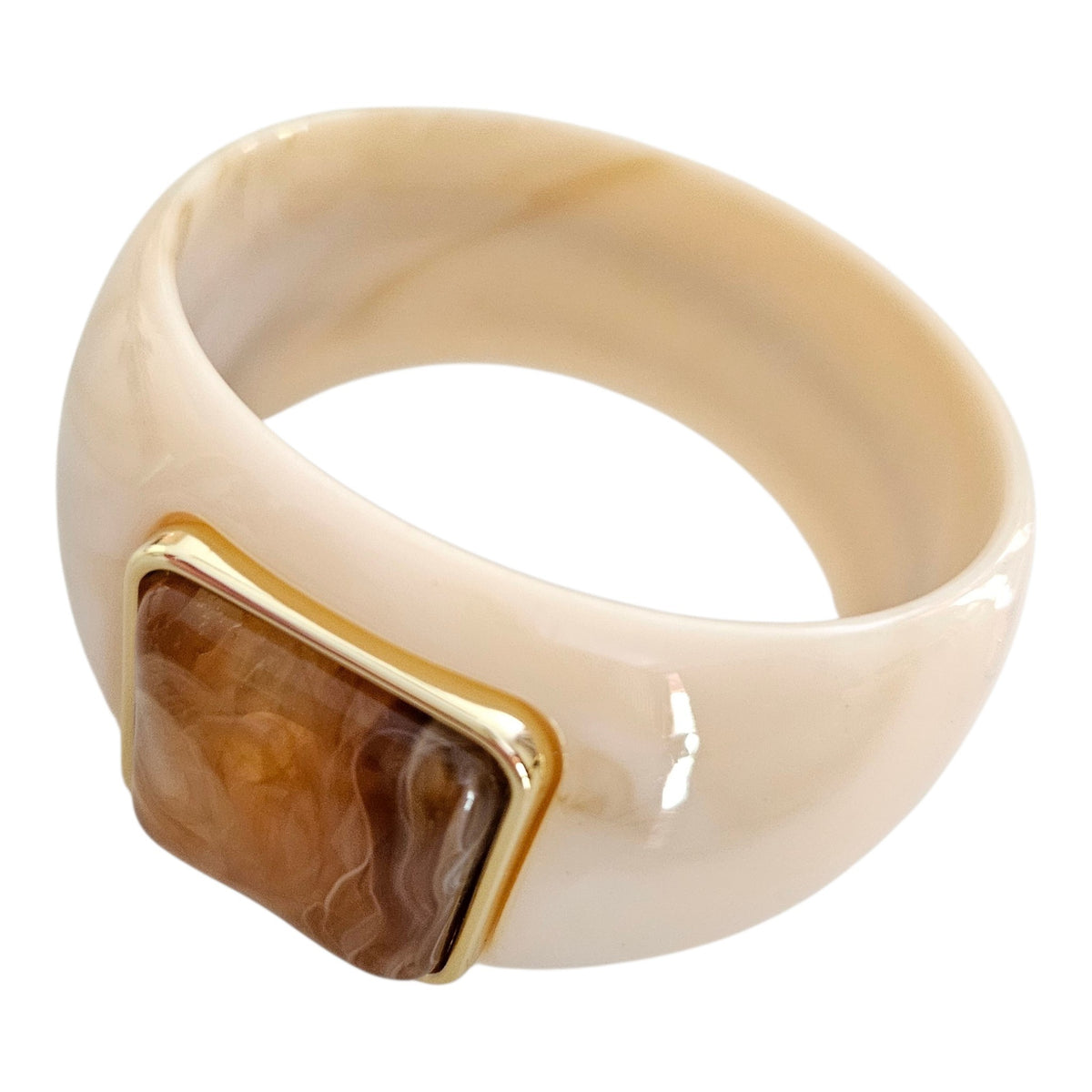 Bracelete Resina Cores - Off com Camel