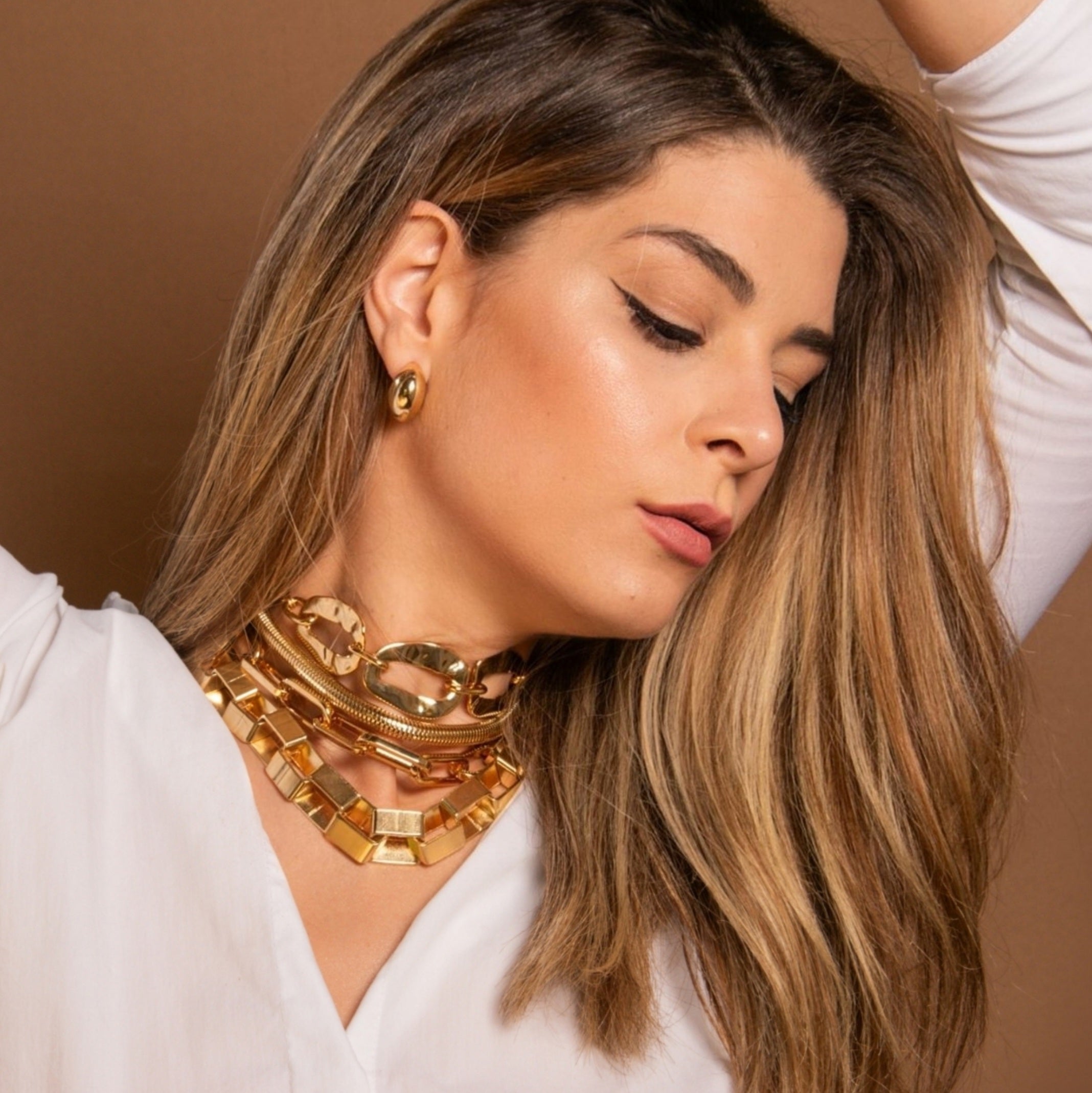 Colar Elos Quadrados Dourado