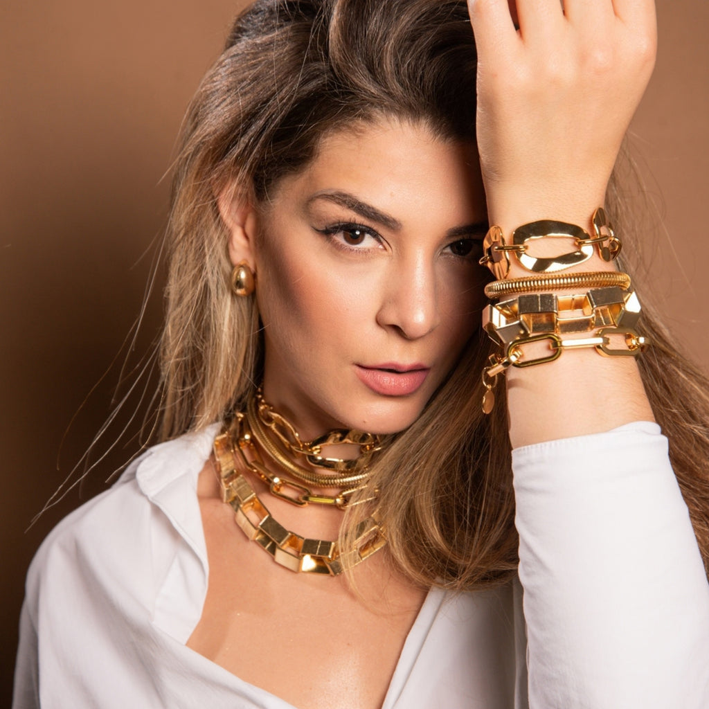 Colar Elos Quadrados Dourado