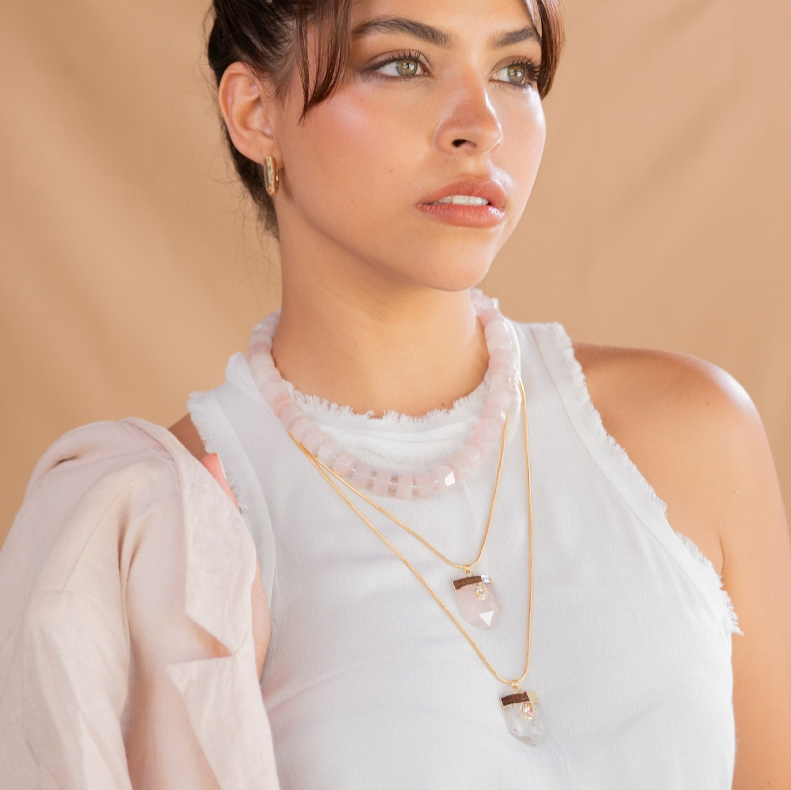 Mix Quartzo Rosa - 3 colares