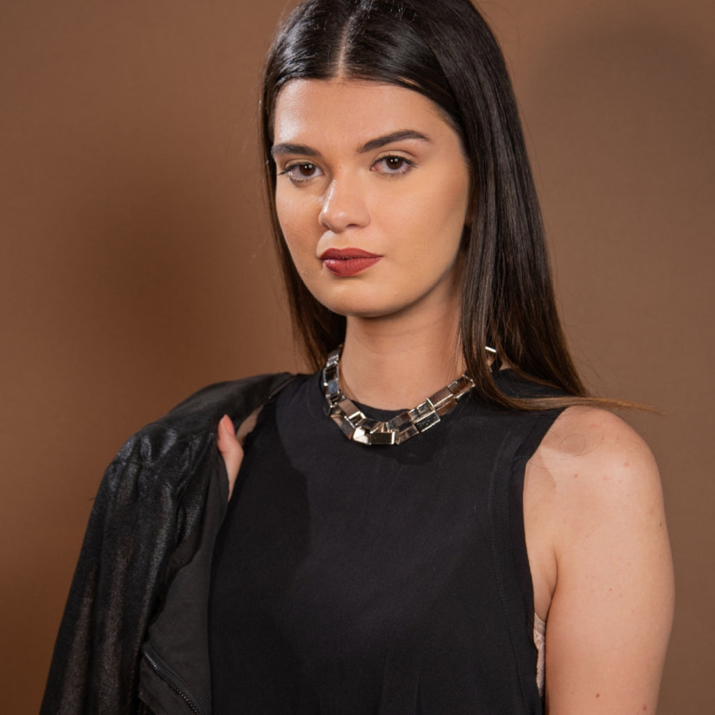 Colar Elos Quadrados Prata