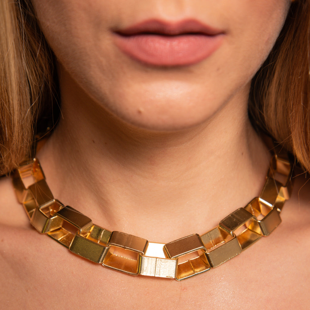 Colar Elos Quadrados Dourado