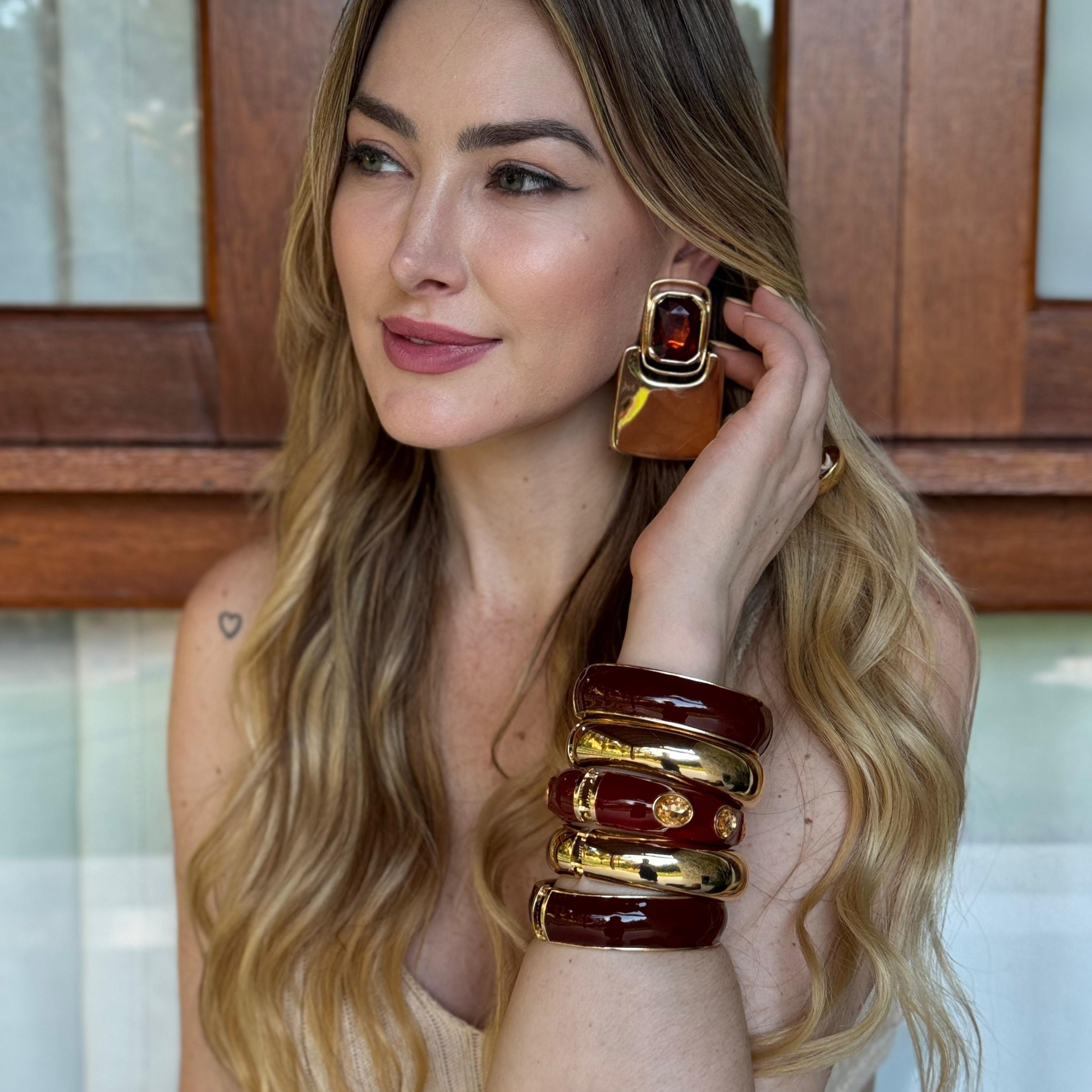 Bracelete Esmaltado Bordô