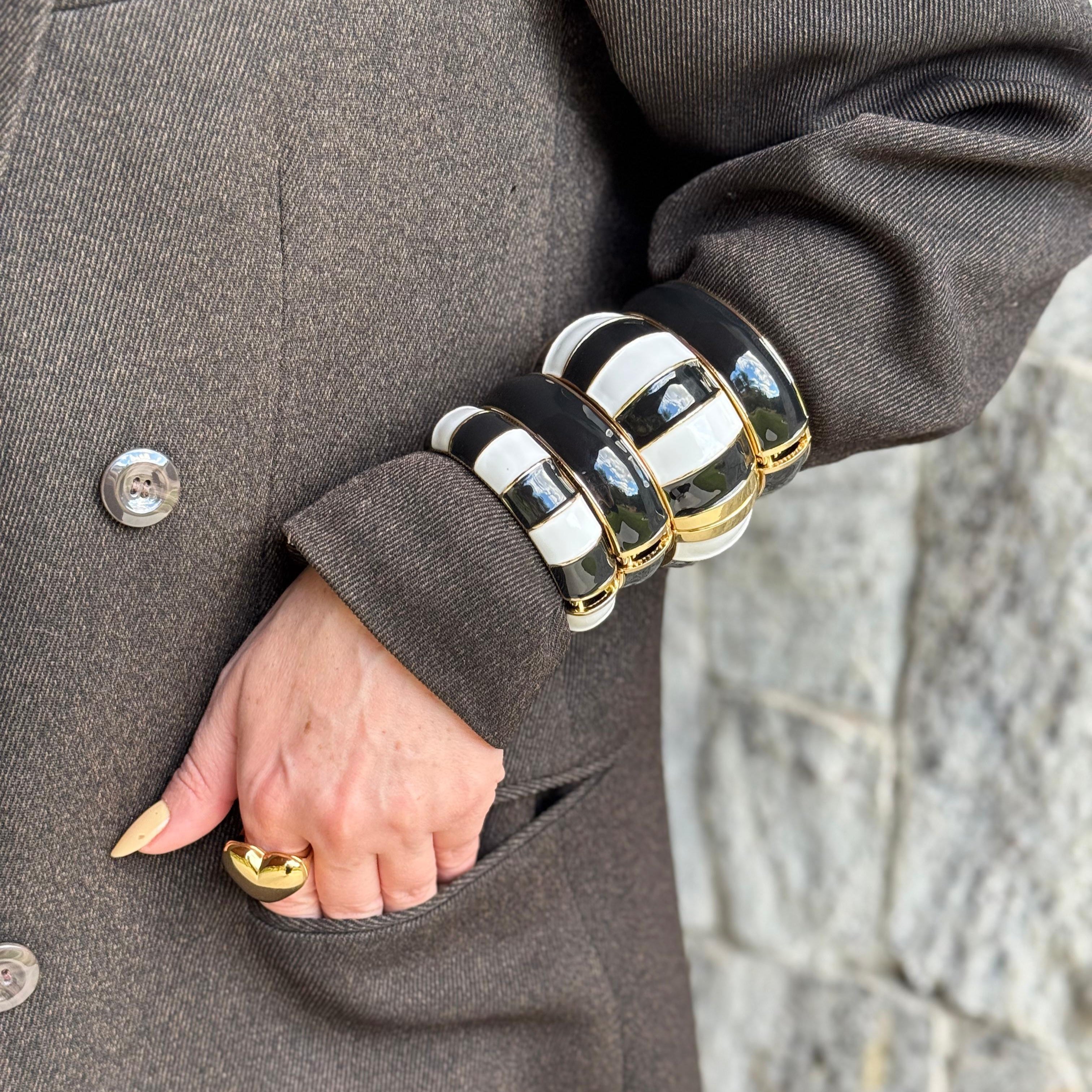 Bracelete Esmaltado Preto e Branco