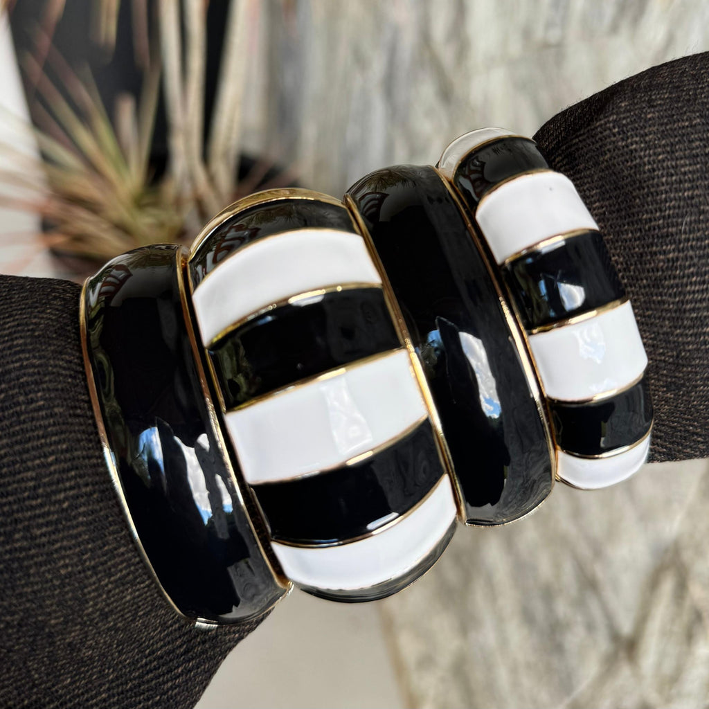Bracelete Esmaltado Preto e Branco