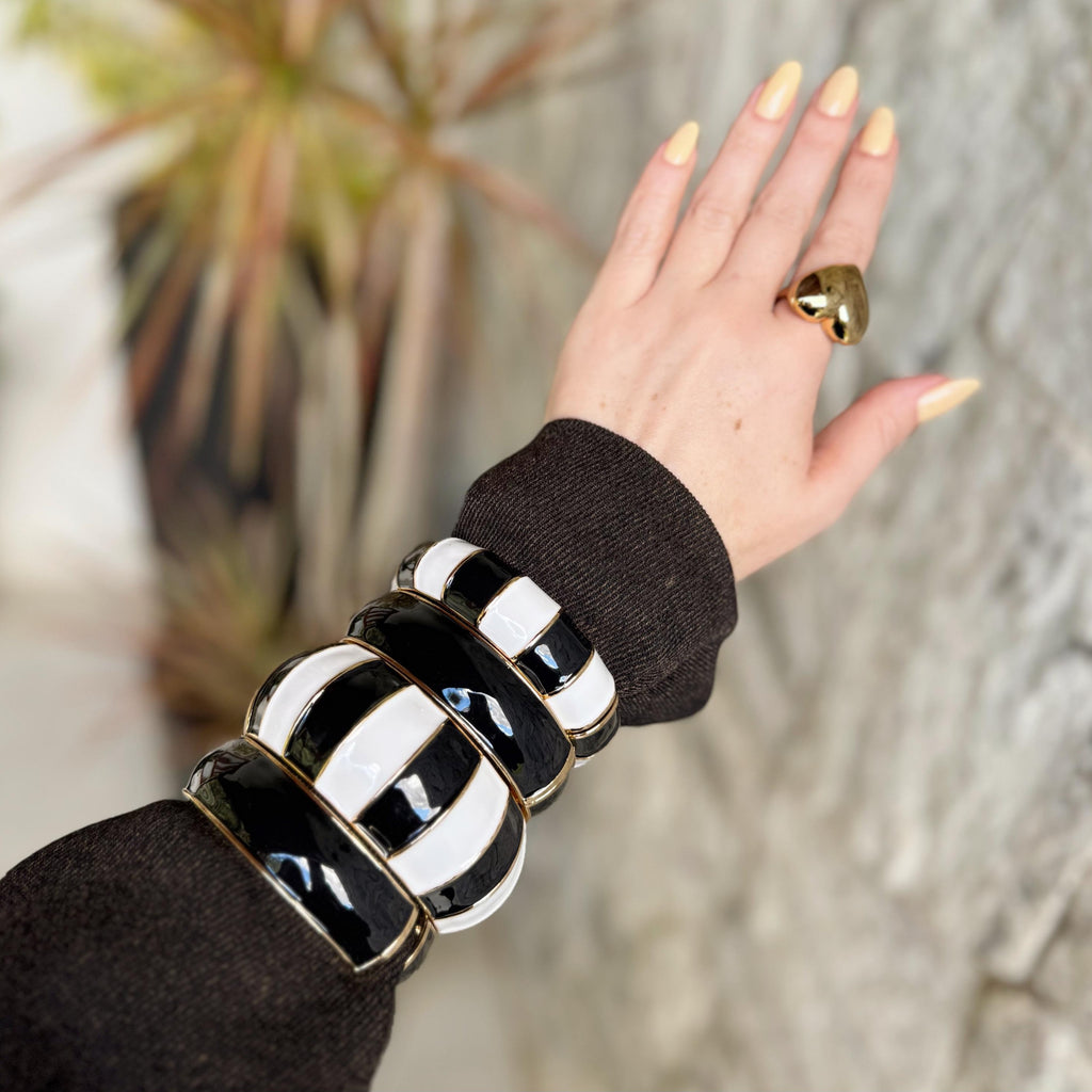 Bracelete Esmaltado Preto e Branco