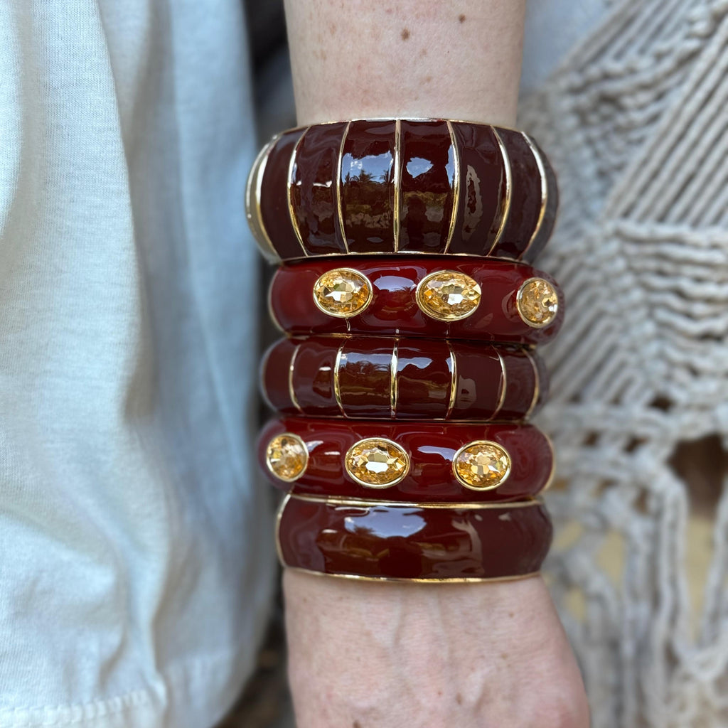 Bracelete Bordô com Cristais Champanhe