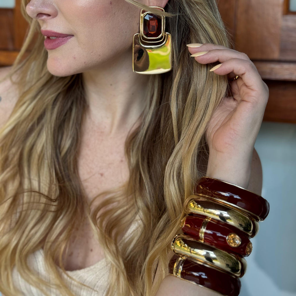 Bracelete Bordô com Cristais Champanhe