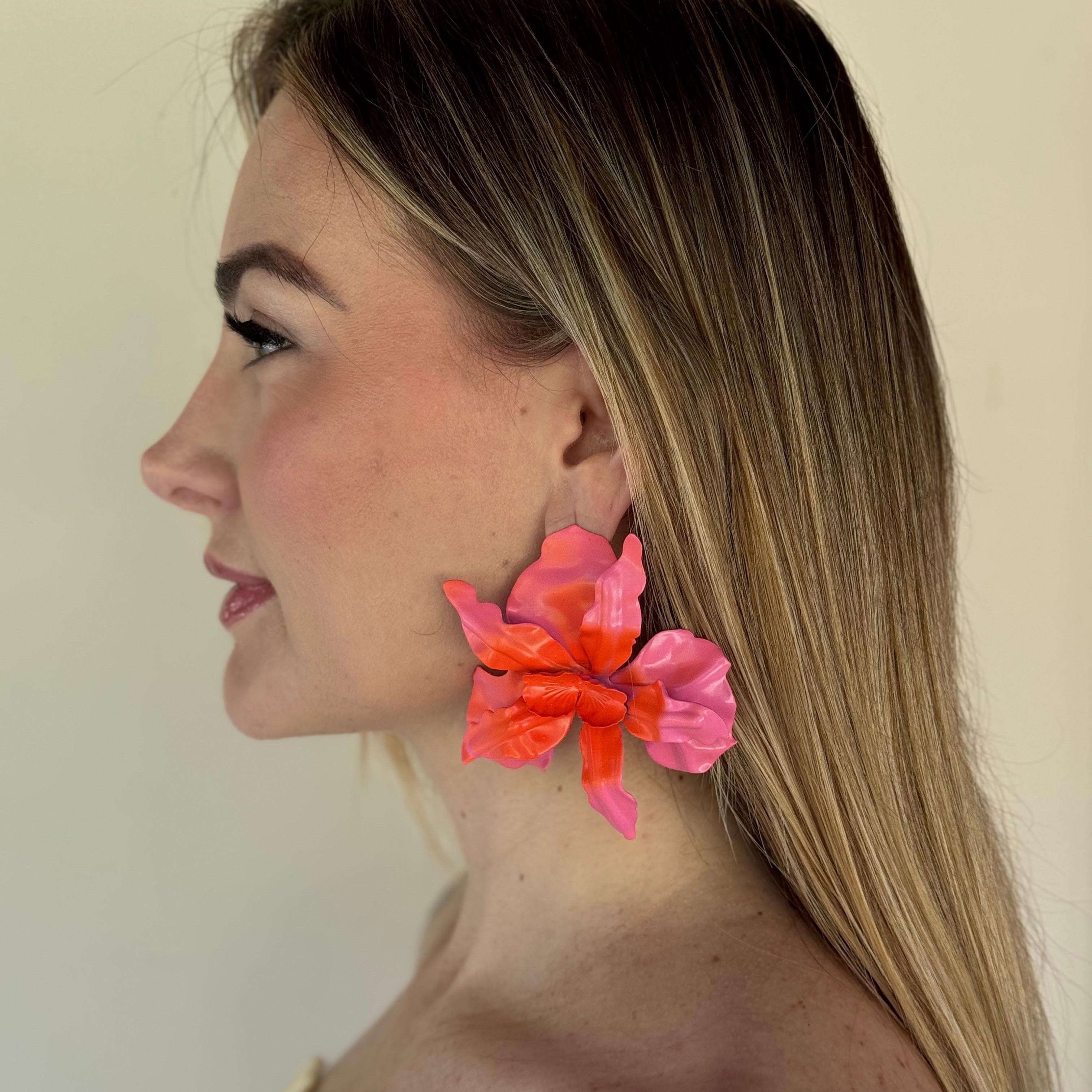 Brinco Orquídea Matizada Rosa