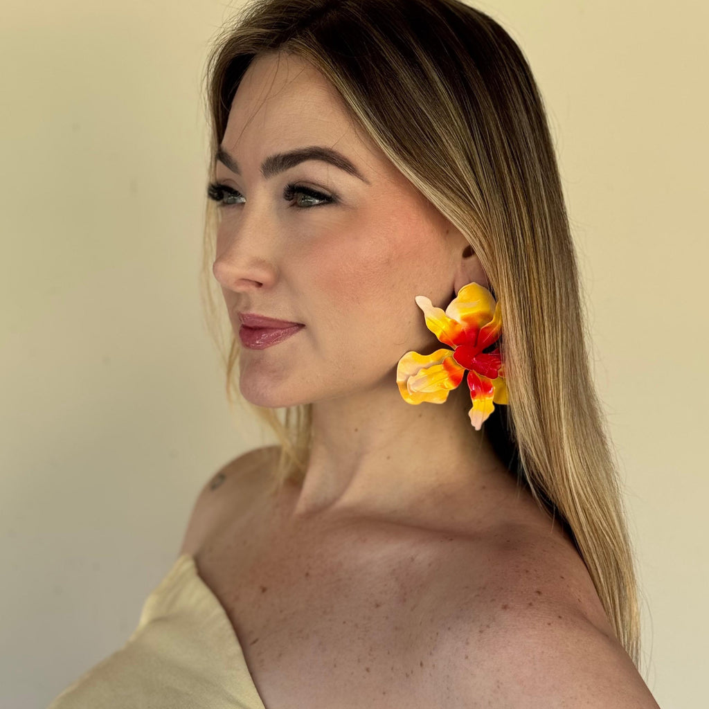 Brinco Orquídea Matizada Amarela