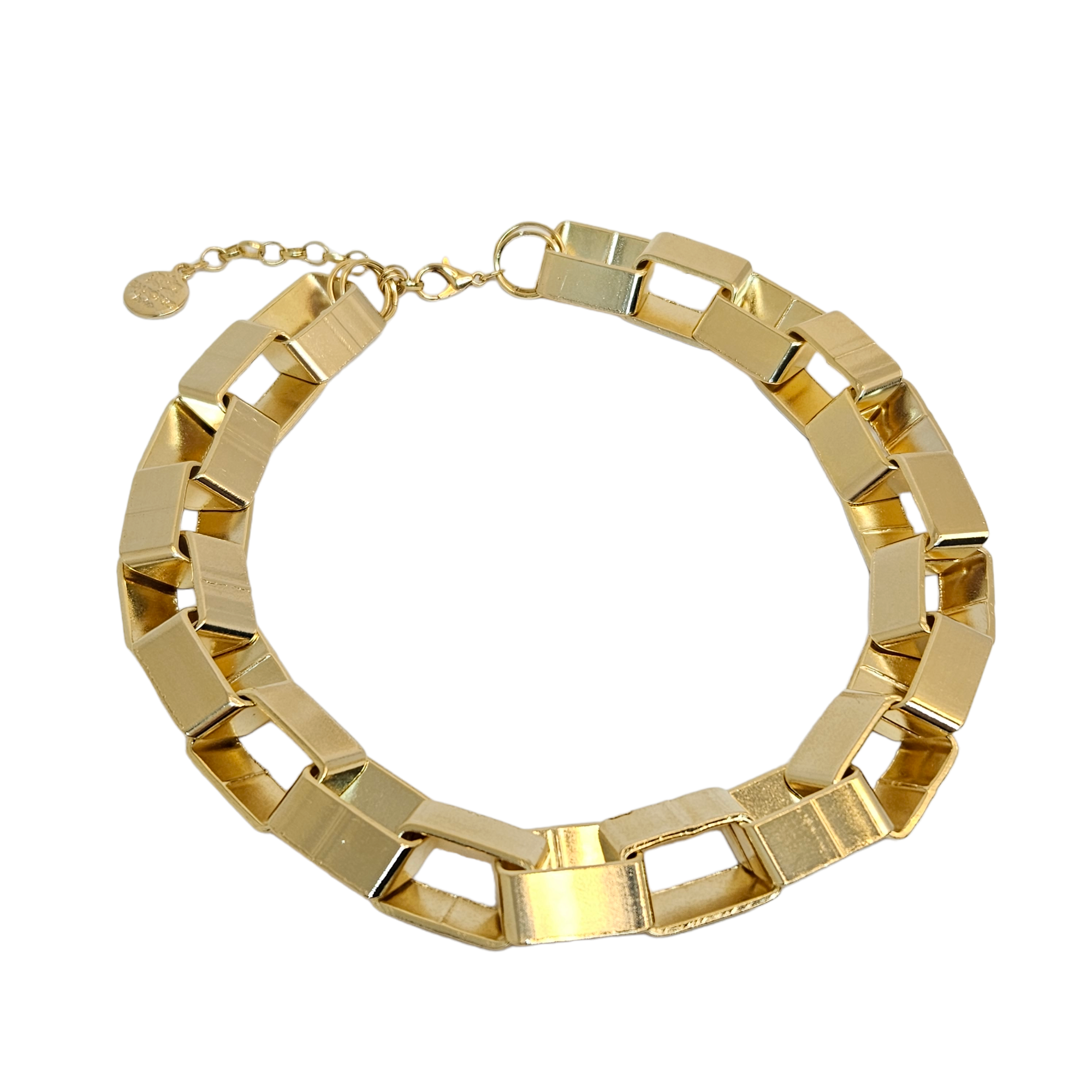 Colar Elos Quadrados Dourado