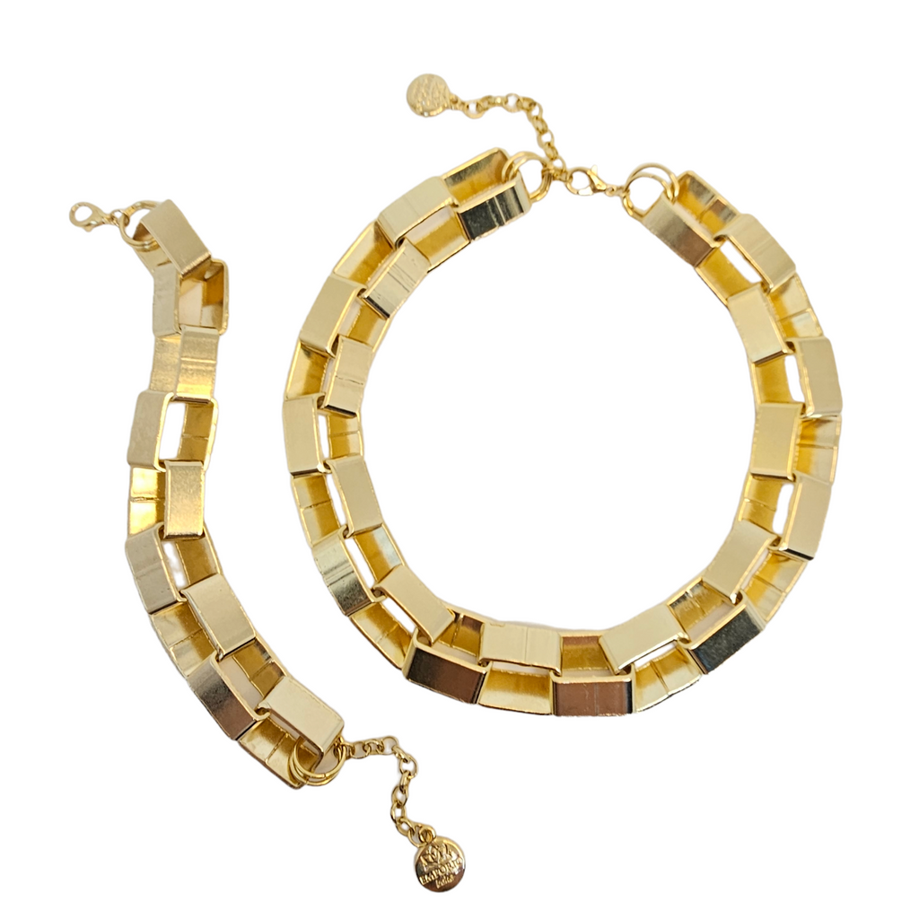 Colar Elos Quadrados Dourado