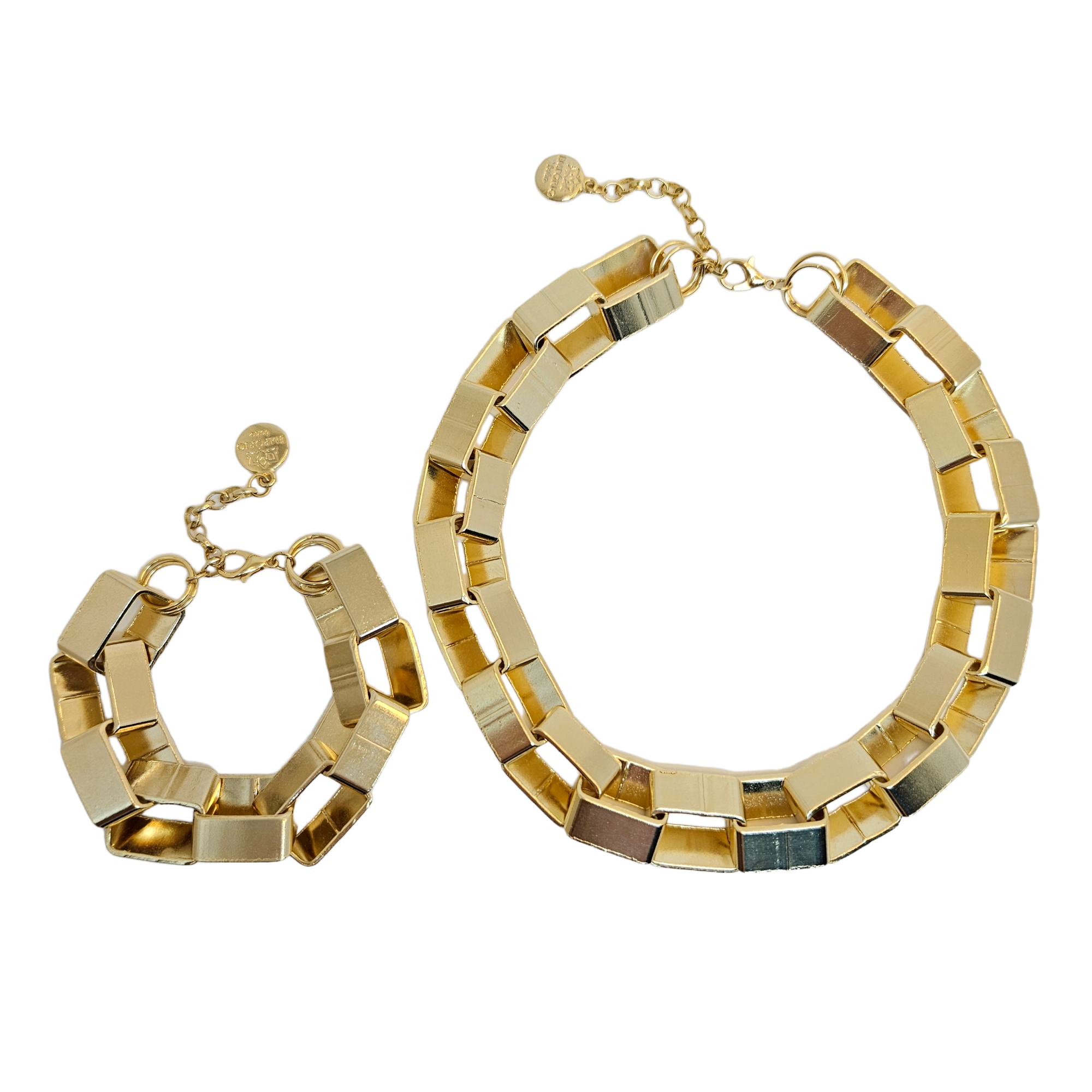 Pulseira Elos Quadrados Dourada