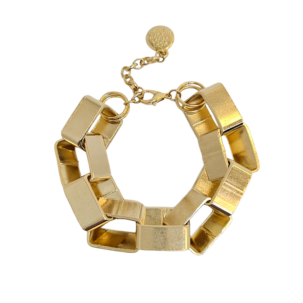Pulseira Elos Quadrados Dourada