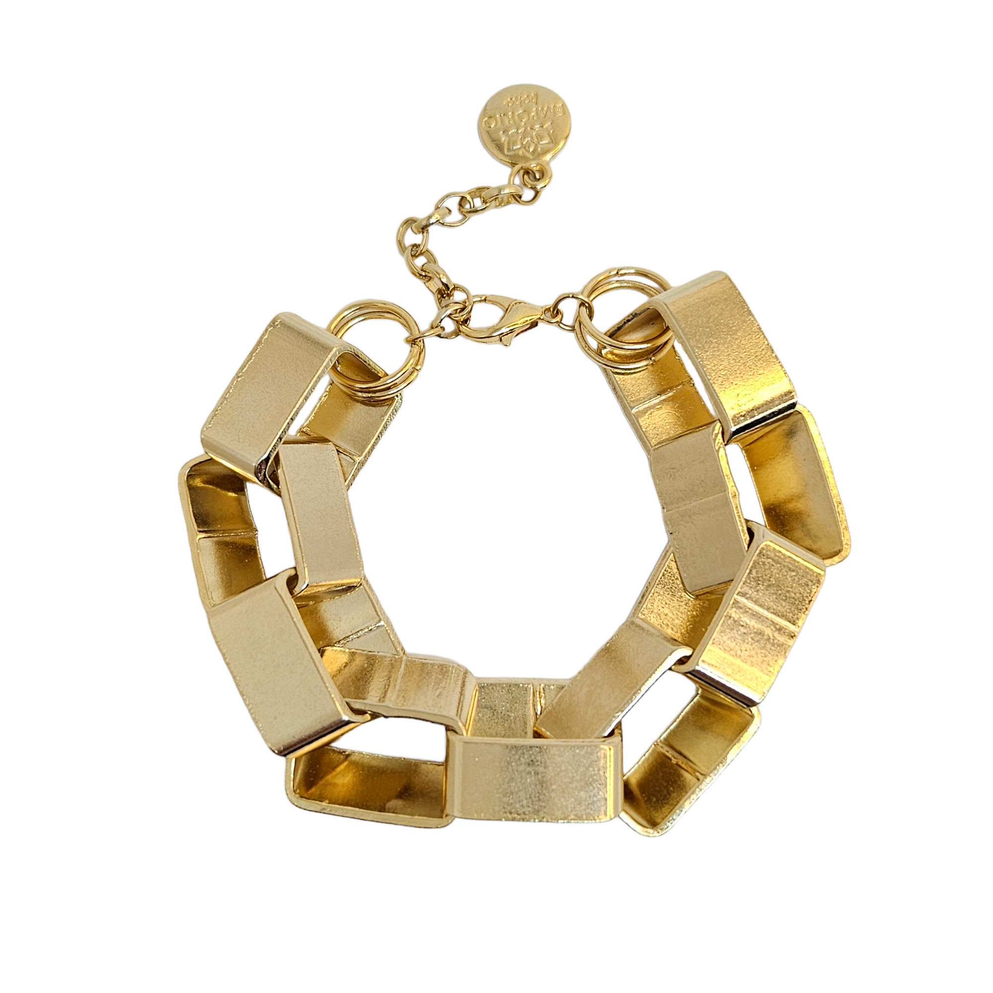 Pulseira Elos Quadrados Dourada