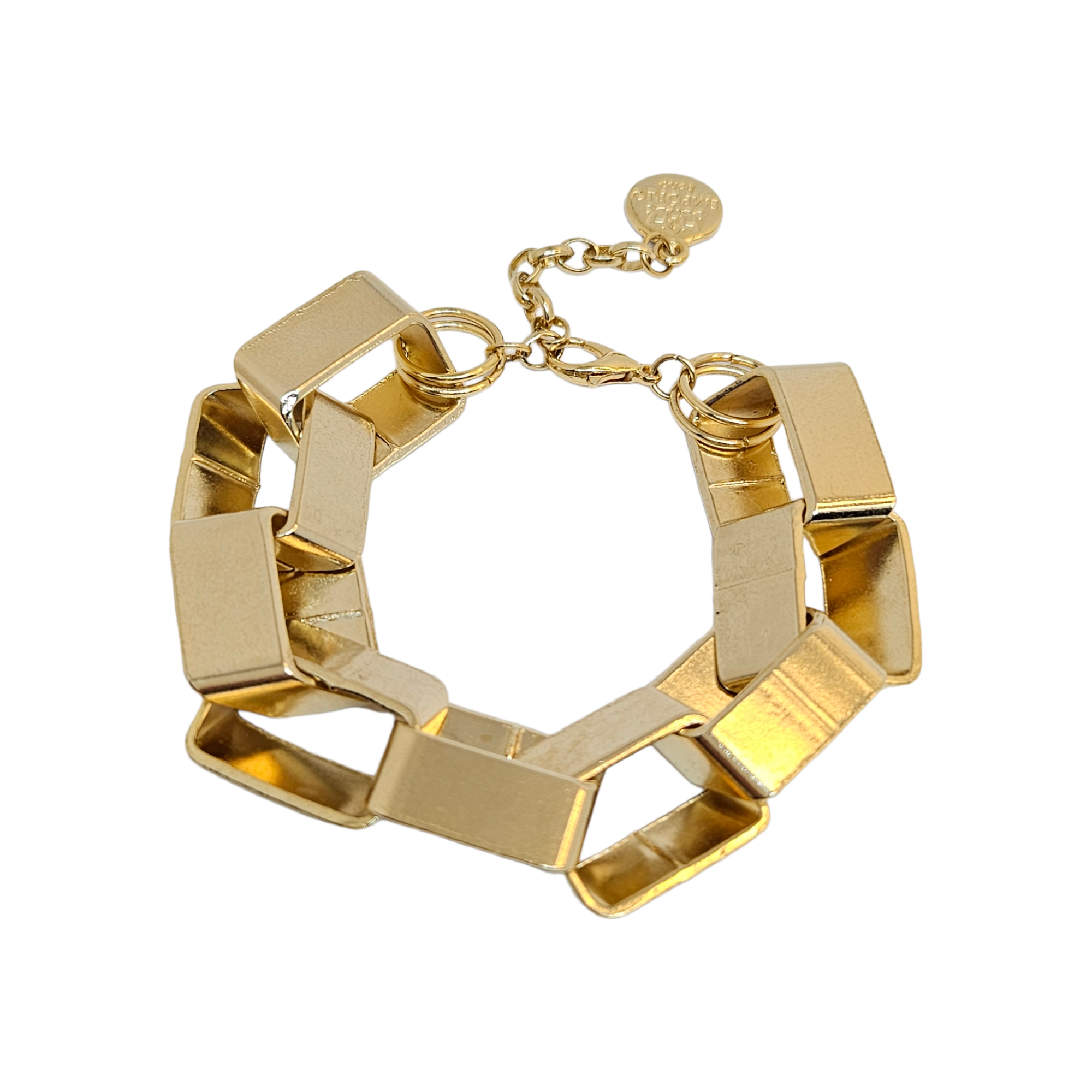 Pulseira Elos Quadrados Dourada