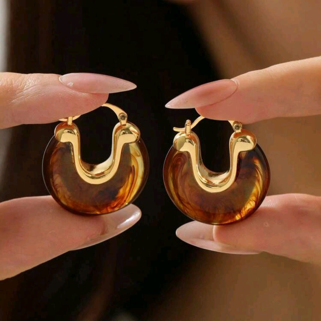 Argola Resina Marrom