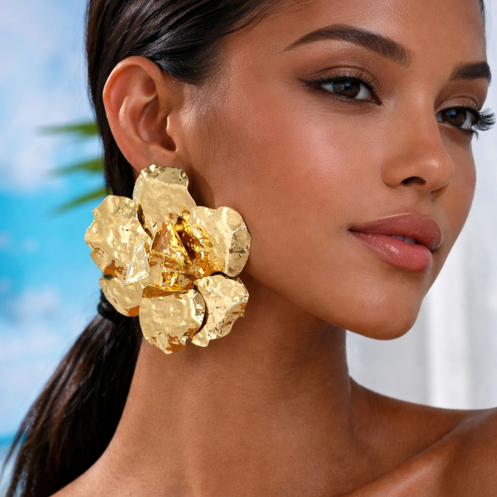 Brinco Maxi Flor Dourada