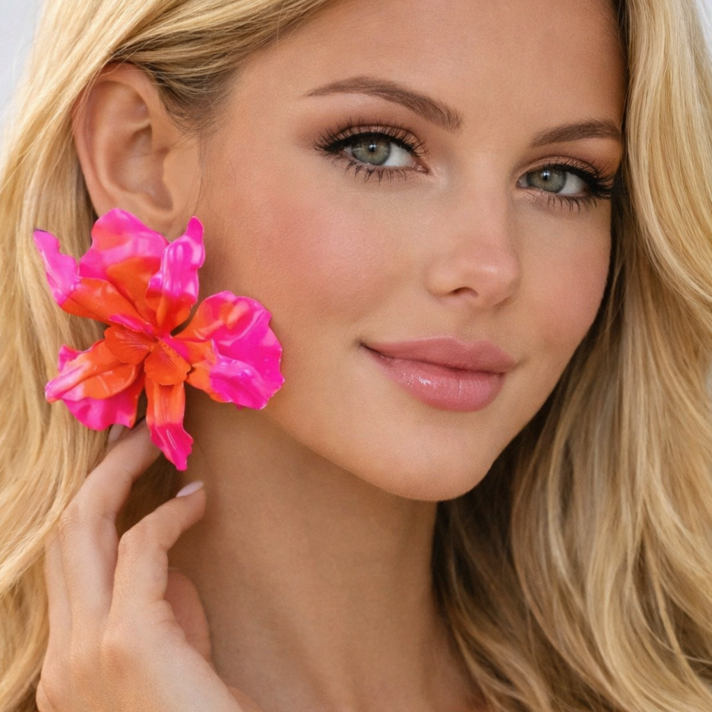 Brinco Orquídea Matizada Pink