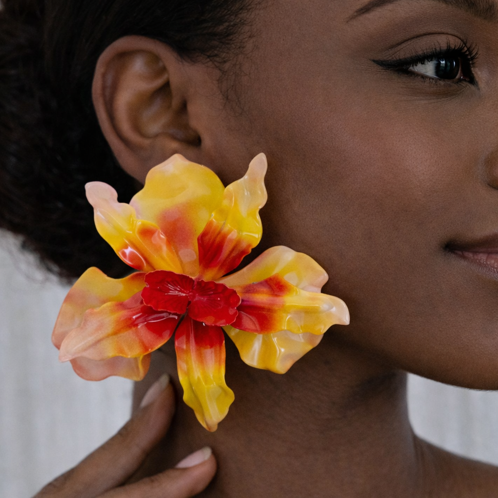 Brinco Orquídea Matizada Amarela